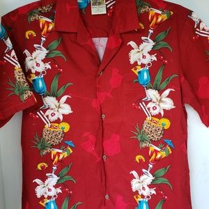 Winnie Fashion Hawaiian Shirt Mens Large Drink